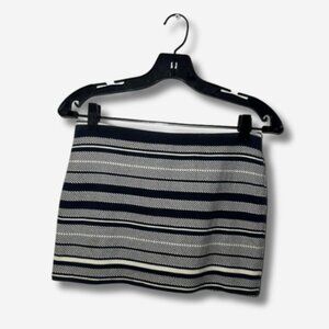 Zara Trafaluc Navy & White Striped Knit Mini Skirt – Size S